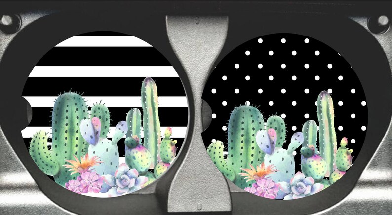 Download Black Cactus Sublimation Car Coaster template | Etsy