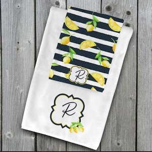 DIGITAL FILE Navy Lemons  Towel set  Digital Design only