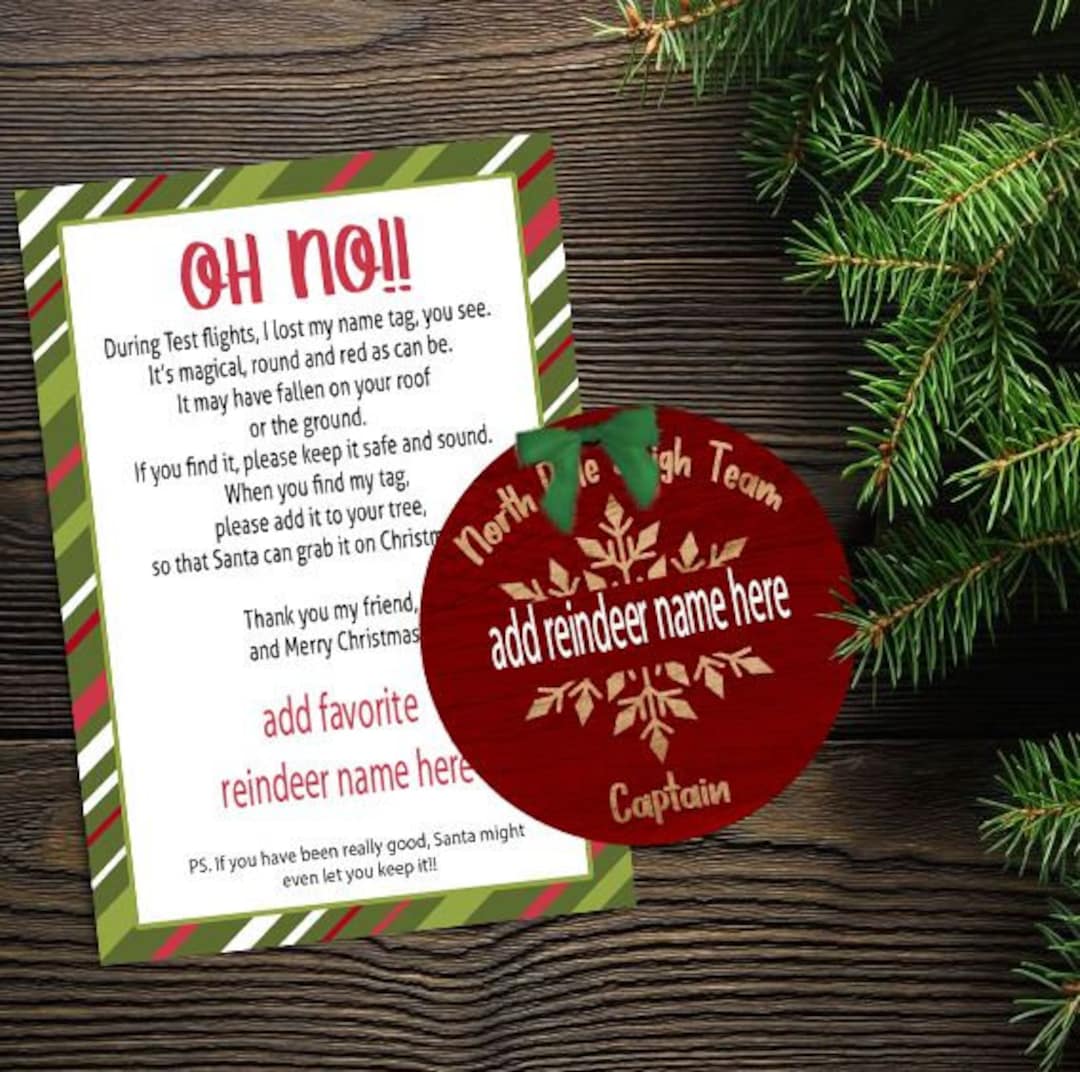 Lost Tag. Sign DIGITAL FILE North Pole Sleigh Team Lost Tag Digital Design for ...