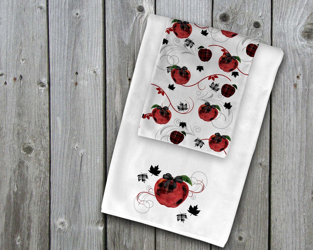DIGITAL FILE Plaid Apple Towel Set Digital Design for Etsy
