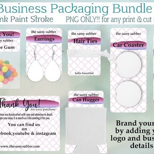 DIGITAL FILE Pink Business Packaging Bundle PNG Templates * Hand Cut or as  Print and Cut*