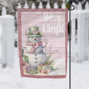 DIGITAL FILE  Pink Snowman Garden Flag  Digital Design for Sublimation