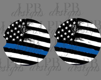 DIGITAL FILE Blue Line Sublimation  Car Coaster template
