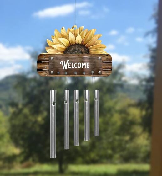 Beautiful Stained Glass Sunflower Metal Sunflowers Wind Chimes heihui Dripping Sunflower Pendant Wind Chimes 