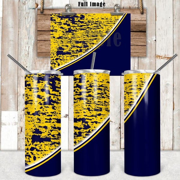 DIGITAL FILE Navy and Yellow  with faux painted wood 20oz Skinny Tumbler with straight and tapered files  Digital Design for Sublimation