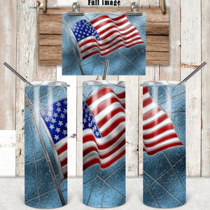 DIGITAL FILE Stained Glass Flag   20 oz Skinny Tumbler with straight Digital Design for Sublimation