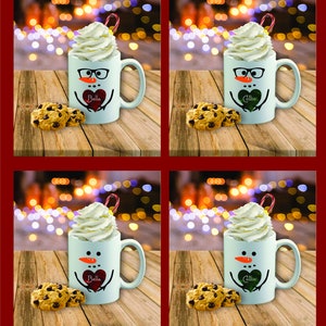 DIGITAL FILE Snowmen both  Red/Green  with and out glasses  Digital Design for Sublimation