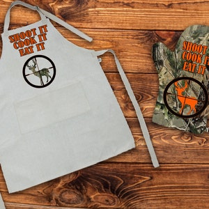 DIGITAL FILE Shoot it, Cook it , Eat it  Apron and Grill Mitt  Bundle Digital Design for Sublimation