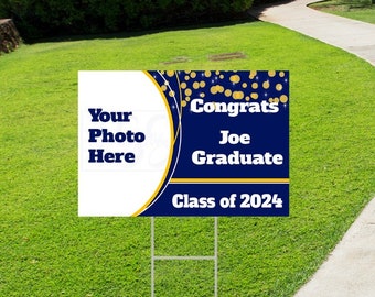 DIGITAL FILE  Senior Yard Sign with No Wording Navy and Gold with Stars  Digital Designs for Sublimation