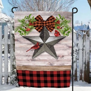 DIGITAL FILE Farmhouse Star Christmas Flag Digital Design for Sublimation