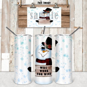 DIGITAL FILE Snowman   20oz skinny tumbler for straight and tapered Digital Design for Sublimation