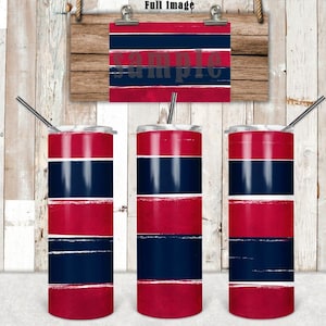 DIGITAL FILE Navy and Red Watercolor Strip  20oz Skinny Tumbler with straight  Digital Design for Sublimation