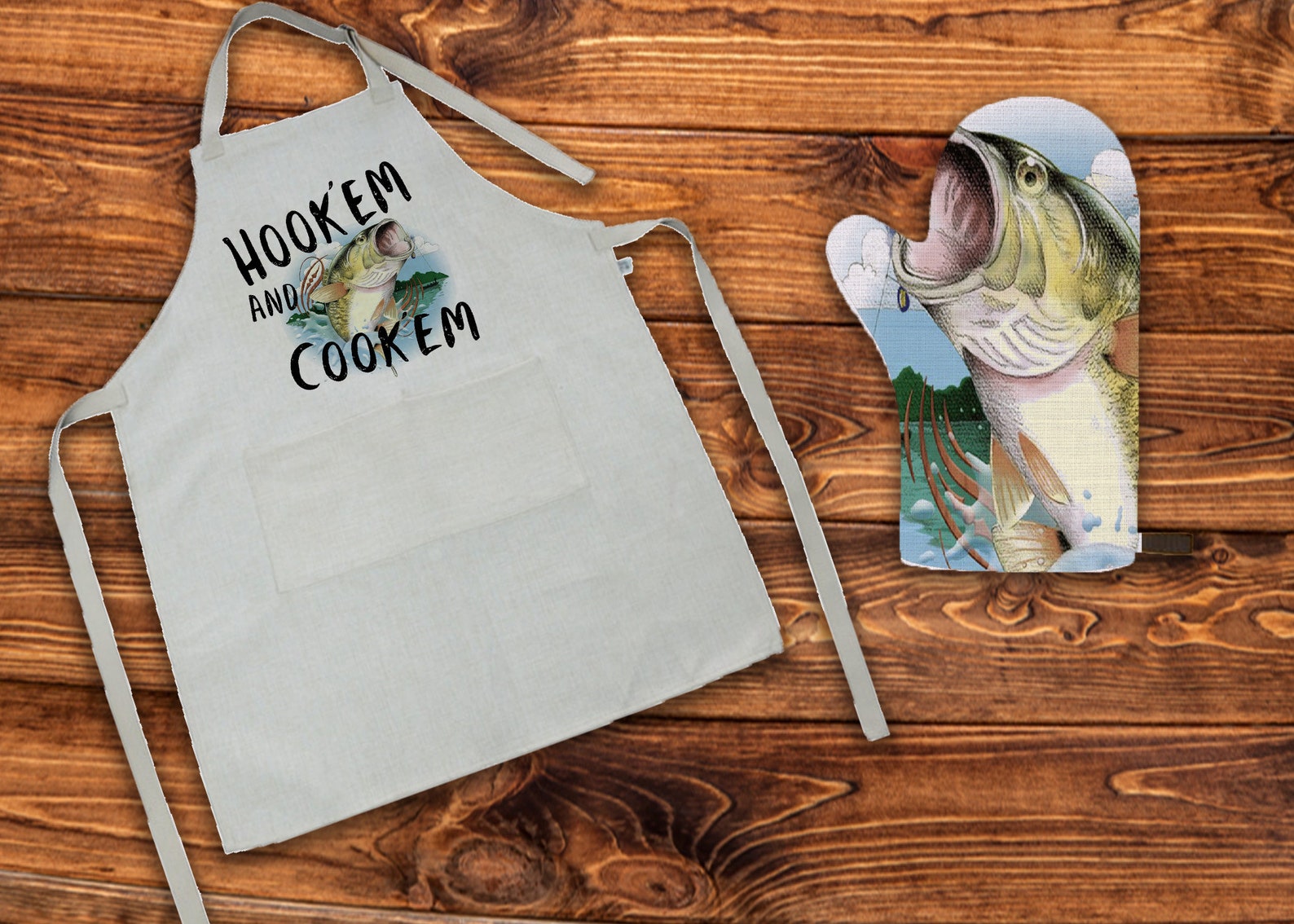 DIGITAL FILE Hookem and Cookem Apron and Grill Mitt Bundle Etsy