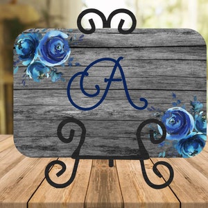 DIGITAL FILE Vintage Blue Roses Cutting Board Sublimation Design