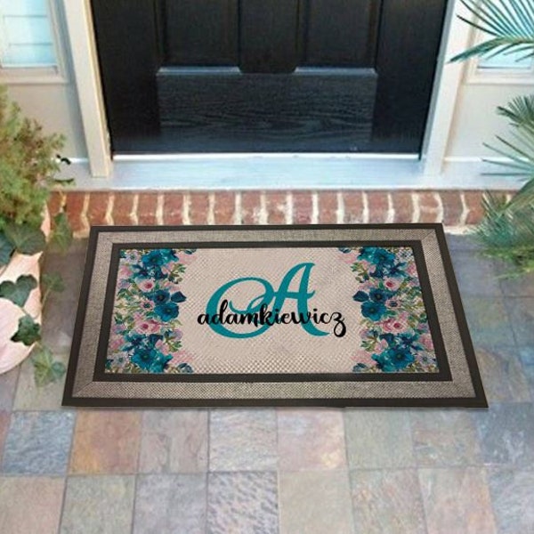 DIGITAL FILE Pretty in Teal  Door Mat Digital  Design for Sublimation