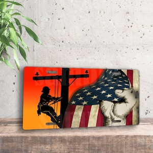 DIGITAL FILE Lineman  License Plate Digital Design for  Sublimation