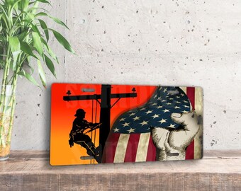 DIGITAL FILE Lineman  License Plate Digital Design for  Sublimation