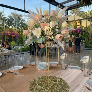 Set of 12 Gold Metal Centerpiece Stands, Metal Frame Only, No Flowers Included, Rectangular Wedding Flower Stands for Tables, Event Decor