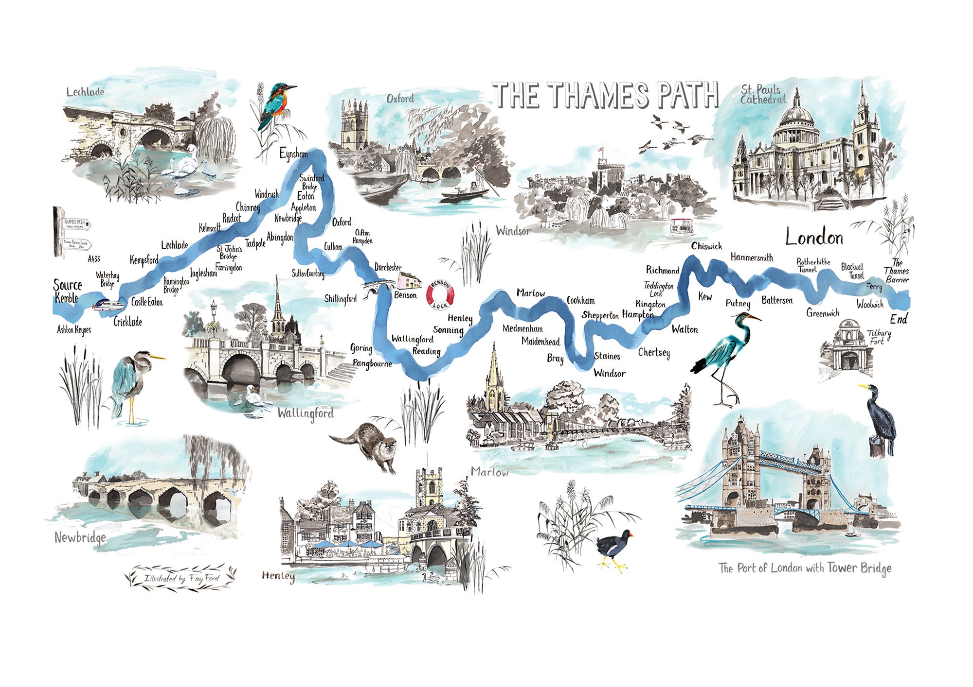 The Thames Path Henley A4 Print 297mm Wide Etsy UK