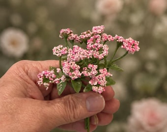 Dollhouse Miniature Flowers, Tiny Pink Floral Bundle, Mini Bouquet