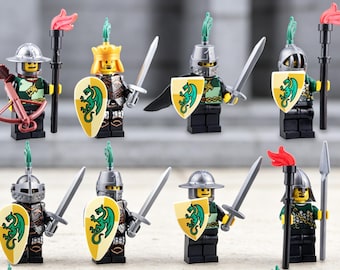 8PCS Green Dragon Knight Minifigures Toys Action figures Building Toys