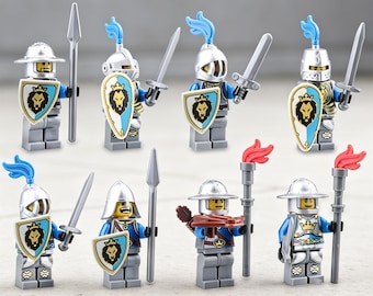8PCS Blue Lion Knight Minifigures Toys Action figures Building Toys