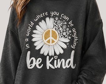 Fall Be Kind PNG, Fall Kindness PNG, Daisy Peace Sign PNG, Autumn Shirt Design, Fall Sublimation Png, Boho Floral Digital Download