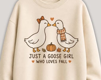 Printable Fall PNG, Goose Girl Fall Design, Cute Autumn Goose PNG, Pumpkin Sublimation, Cozy Fall Shirt Design, DTF Download
