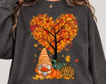Fall Gnome PNG, Autumn Heart Tree PNG, Pumpkin Sublimation Design, Cute Fall Shirt PNG, Leopard Pumpkin Digital Download