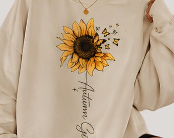 Autumn Girl PNG, Sunflower Butterfly PNG, Fall Shirt Design, Autumn Sublimation PNG, Girly Fall Digital Download