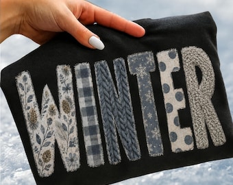Winter PNG Design, Cozy Winter Shirt PNG, Patchwork Winter Sublimation Design, Winter DTF Graphic, Digital Download