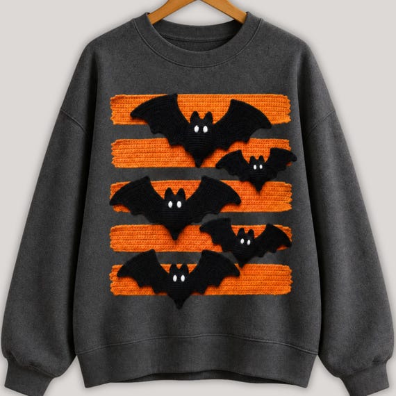 Halloween Bat PNG, Spooky Season PNG, Orange Black Bat Shirt Design, Cute Halloween Bats, DTF Sublimation Digital Download