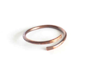 Adjustable Copper Ring Overlapping Thumb Ring Copper Wire Antiqued Patina Nominal US Size 12 1/2 UK Size 'Z' handmade hand made