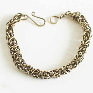 Byzantine Chainmaille Bracelet Brass Bracelet Antiqued Brass Rings Byzantine Style - 7 1/2&quot; Chain Maille Mail Brass Bracelet Hand Made