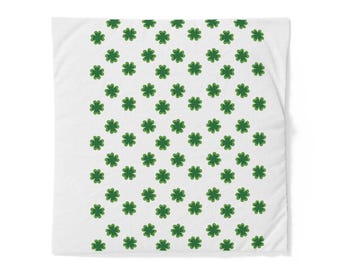 Green Clover Pattern Cotton Duvet Cover | St. Patrick's Day Botanical Bedding