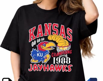 Vintage Kansas Basketball PNG SVG | Retro College Champions Design | 1988 Basketball Sublimation File | Digital Download