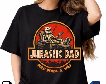 Jurassic Dad Nap Finds A Way PNG SVG | Funny Tired Dad Meme Design | Retro Dinosaur Sublimation File | Digital Download.