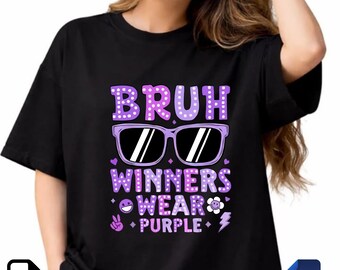 Bruh Winners Wear Purple PNG SVG | Funny Purple Quote Design | Retro Sunglasses Sublimation File | Digital Download