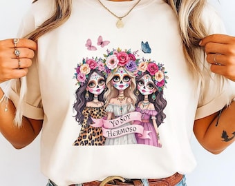 Cute Sugar Skull Girls PNG, Dia De Los Muertos Sublimation Design, Mexican Floral Skull Women Clipart, Day Of The Dead Shirt PNG