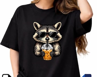 Cool Raccoon Iced Coffee PNG SVG | Cute Animal Summer Design | Funny Sunglasses Sublimation File | Digital Download