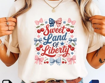 Sweet Land Of Liberty PNG SVG | Patriotic Coquette Bow Design | Cherry Americana Sublimation File | 4th Of July Digital Download