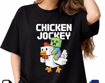 Chicken Jockey PNG SVG | Funny Pixel Game Design | Retro Gaming Sublimation File | Cute Gamer Digital Download .
