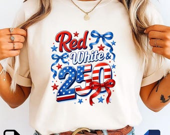Red White & 250 PNG SVG | Patriotic America Anniversary Design | Retro 4th of July Digital Download | USA Sublimation File