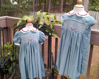 Girl's Heirloom Hand-Smocked Christmas Dress