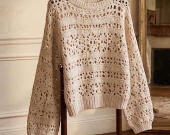 Crochet Lace Sweater Pattern | Oversized Boho Pullover Tutorial (PDF Download)