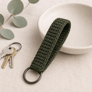 Crochet Mini Bean Wristlet Keychain Pattern | Textured Cotton Key Fob (PDF)