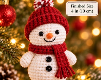 Snowman Ornament Crochet Pattern PDF | Mini Christmas Amigurumi | Instant Download