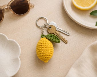 Crochet Lemon Keychain Pattern | Beginner Amigurumi Fruit PDF (Instant Download)