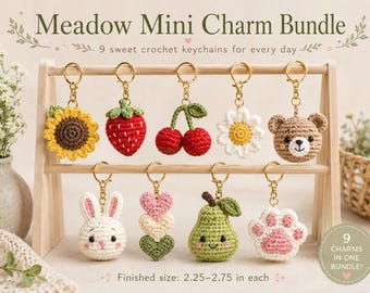 Meadow Mini Charm Bundle | 9 Crochet Keychain Patterns (Digital Download)