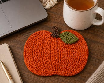 Ribbed Pumpkin Mug Rug Crochet Pattern PDF | Fall Table Decor | US Terms | Digital downloads